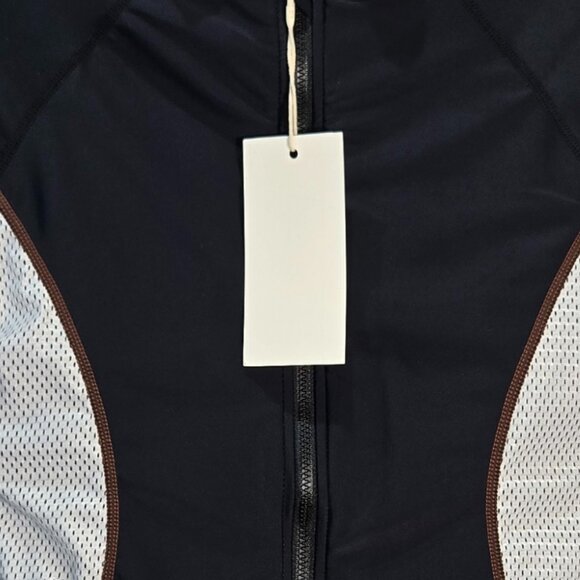 NWT | Black Long Sleeve One Piece Swimsuit Zip Front Surfing Rashguard | Small - Picture 3 of 6